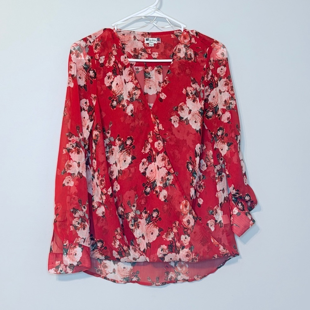 Kut from the Kloth Red Floral Blouse